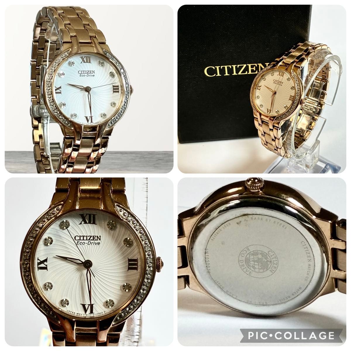 Citizen Bella EM0123-50A Eco-Drive Solar Ladies Watch Diamond Rose Gold Japan