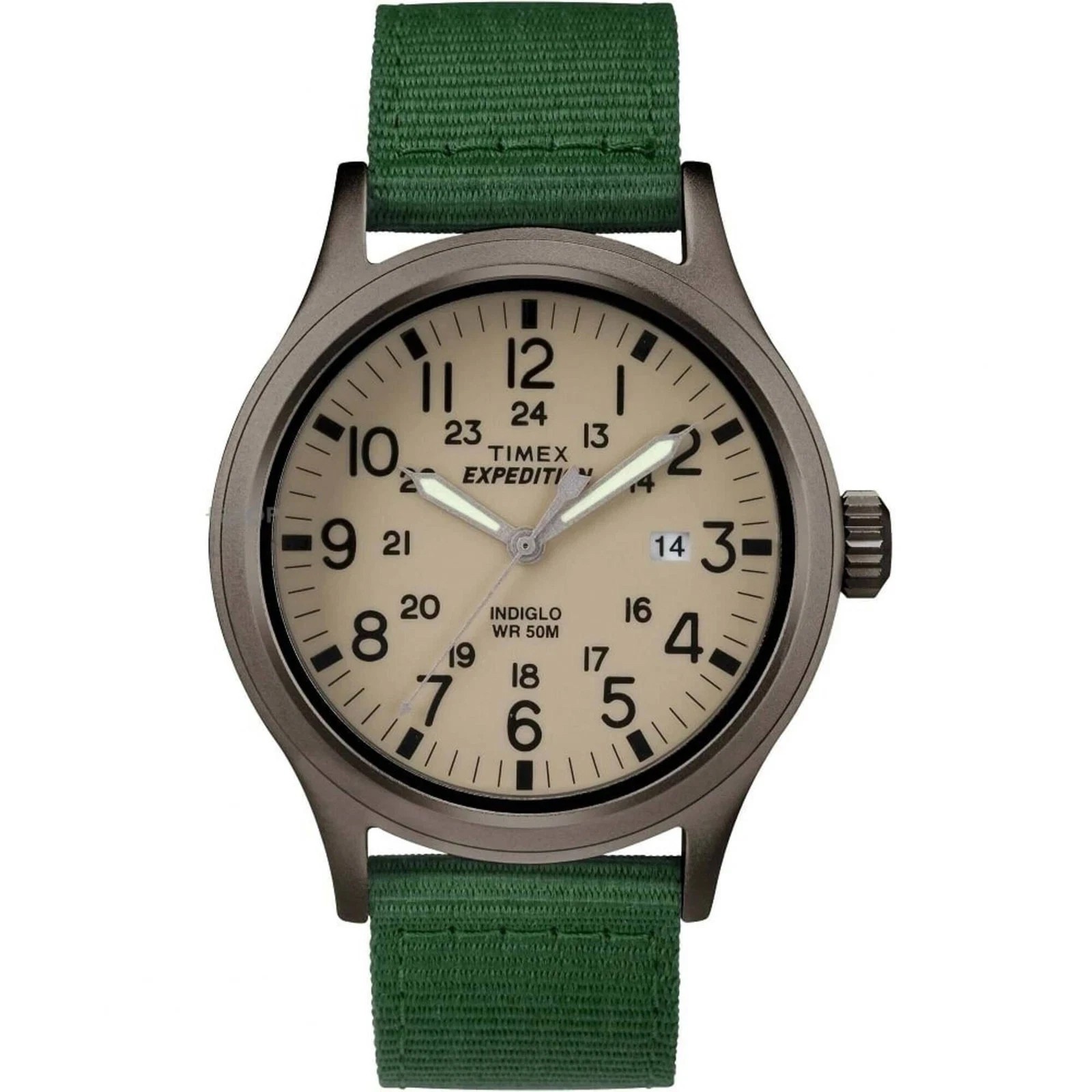 Timex TW4B06800 Men’s Indiglo Expedtion Scout Beige Dial Fabric Band Watch