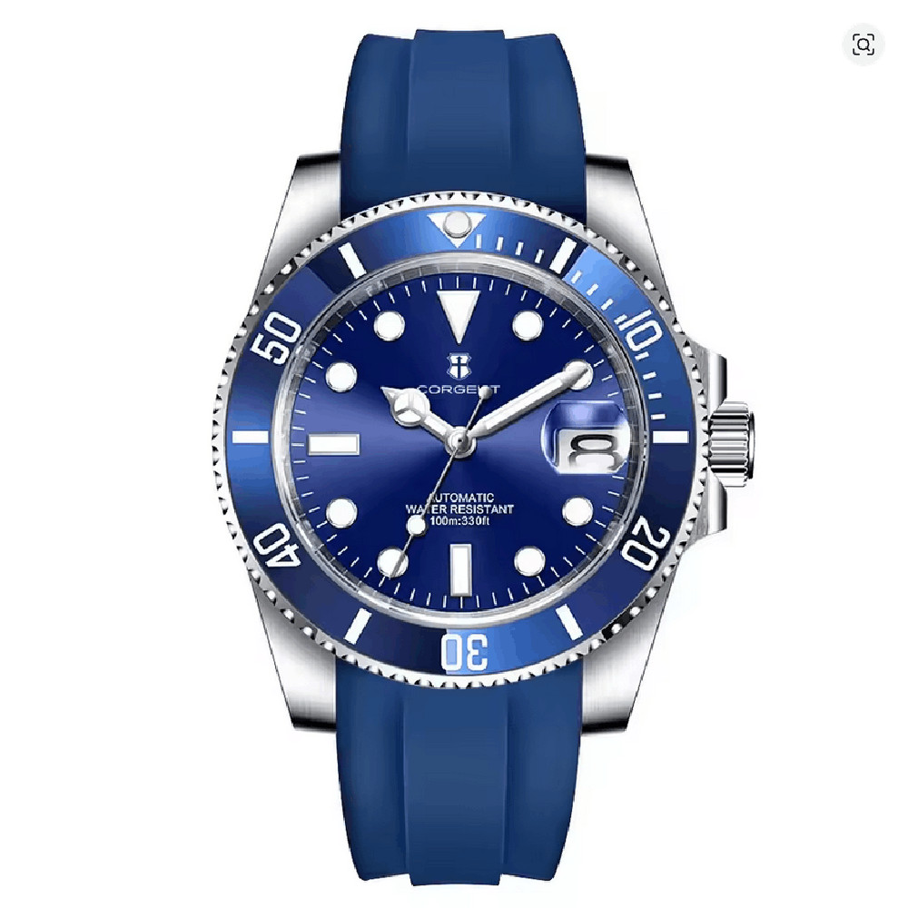 40mm Corgeut Rubber strap Luminous Sapphire Glass MIYOTA Automatic Mens Watch