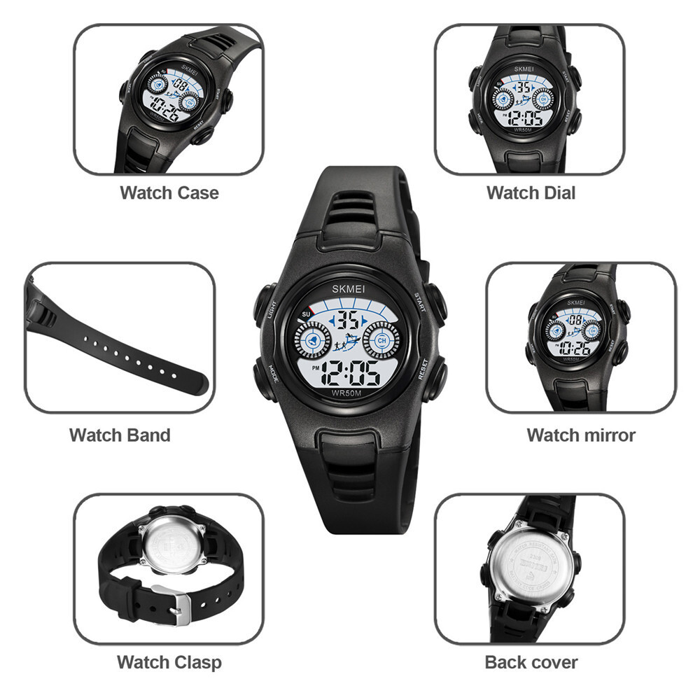 SKMEI Digital Sport Watch for Boys Girls LED Silicone Band Waterproof Wristwatch