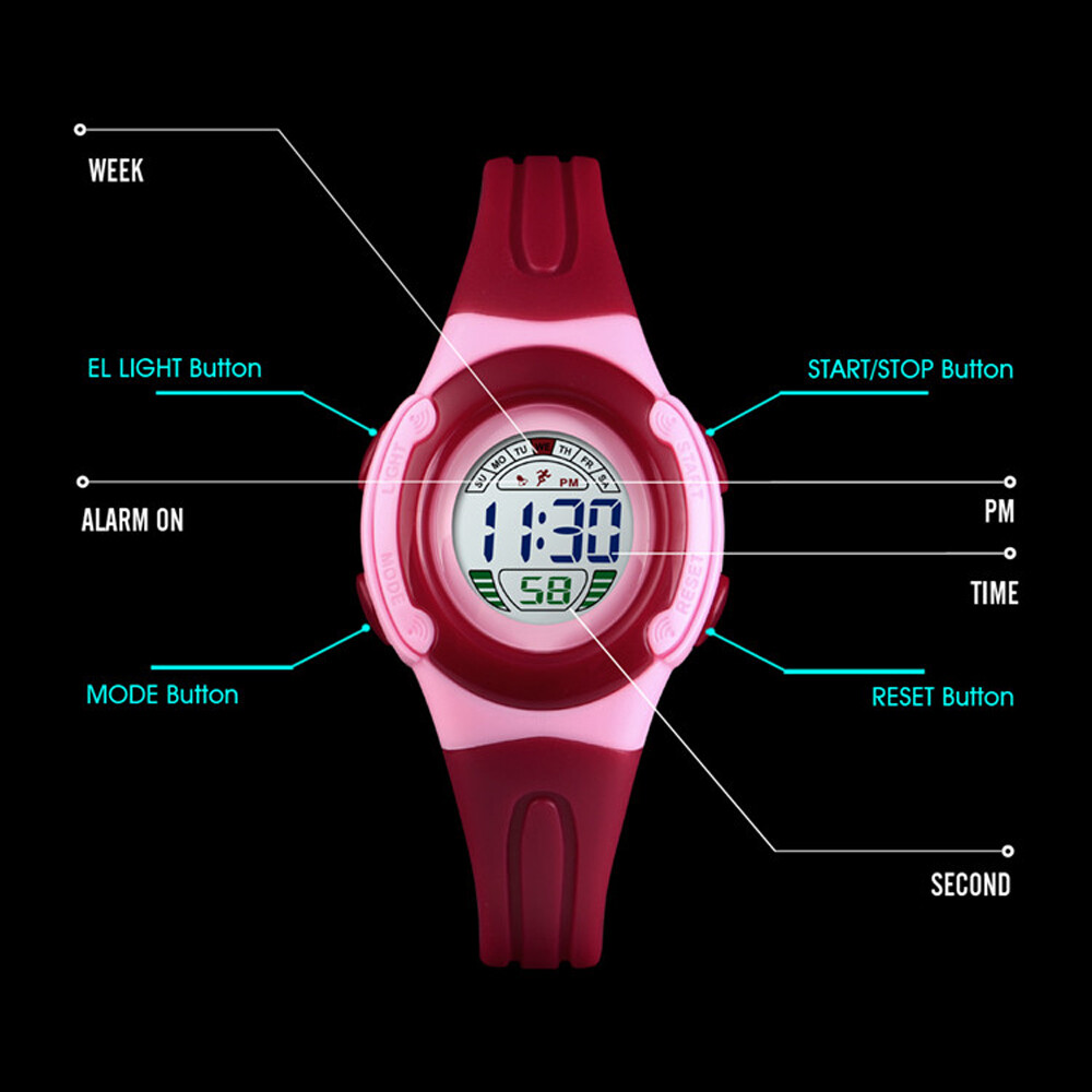 SKMEI Kids Sports Casual Digital 5bar Water Resistant Colourful Wristwatch