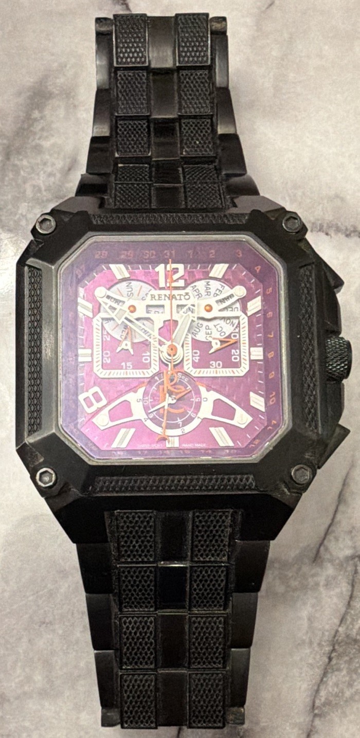 Renato Collezioni Cougar Limited Edition Quartz Purple Dial Day Date 48mm