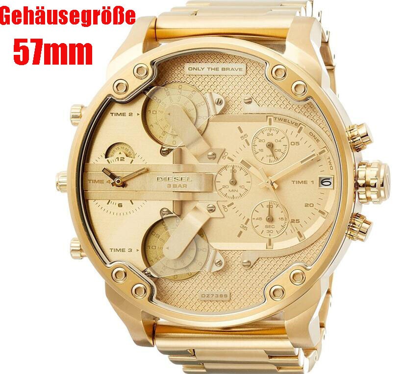 Diesel DZ7399 Mr. Daddy 2.0 Quartz Gold Dial Stainless Steel Chronograph Men’s Watch DE