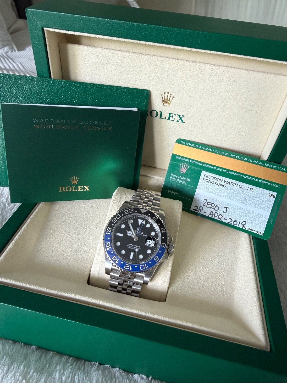 pre-owned Rolex Batgirl 126710BLNR, 2019 with box and papers