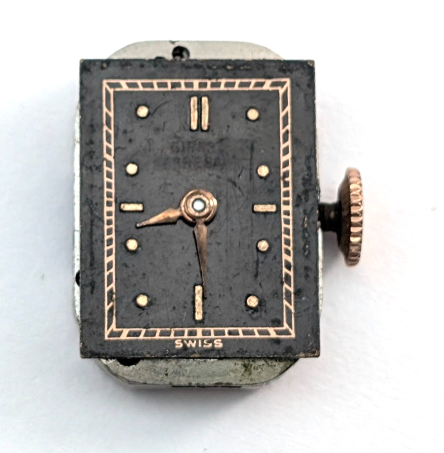 Vintage GIRARD PERREGAUX 17j Black Dial Ladies Watch Movement 11mm PARTS REPAIR