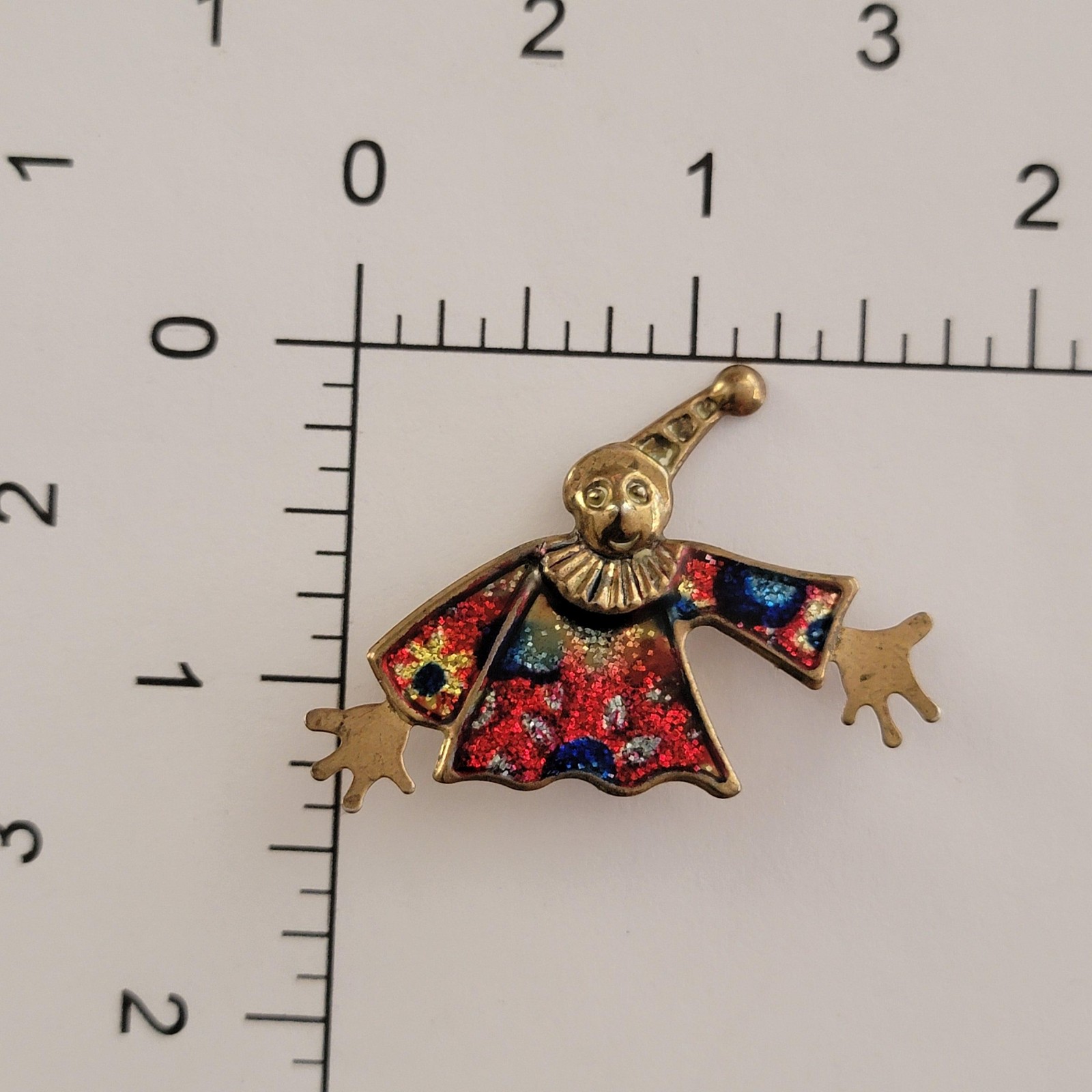 Womens Brooch Multicolor Enamel Clown Pin Gold Tone Jewelry Clasp Glitter