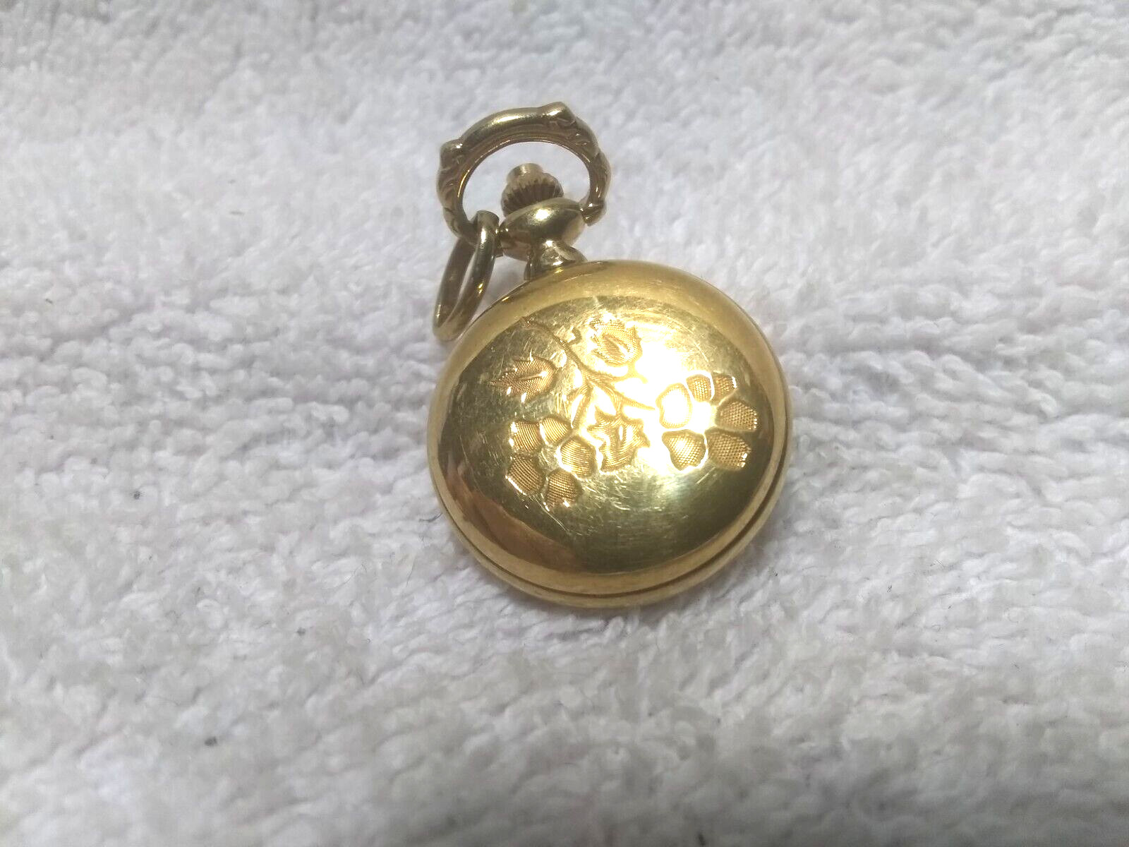 Belair Quartz Pendant Watch Gold Case Engraved Flowers 1990’s For Repair Parts