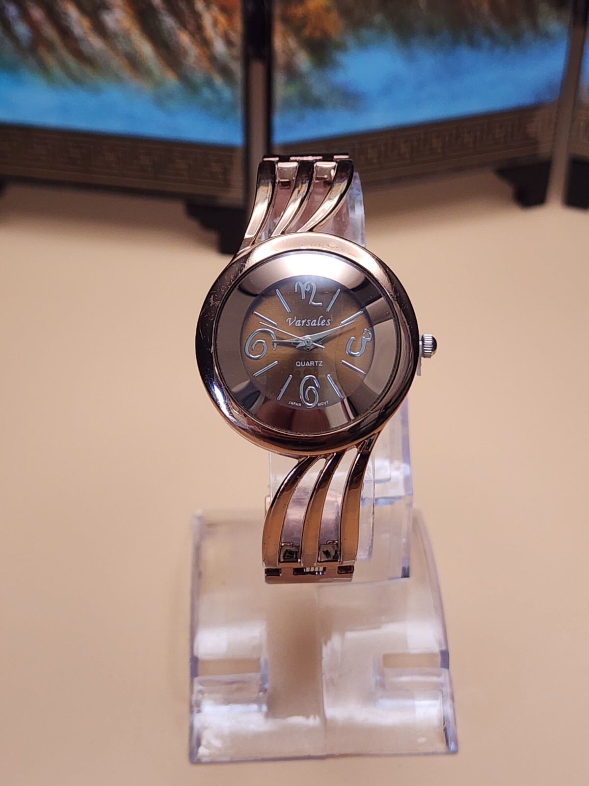 Vintage VARSALES Cuff Watch Deep Bronze Tone Excellent New Battery FREE SHIP!!