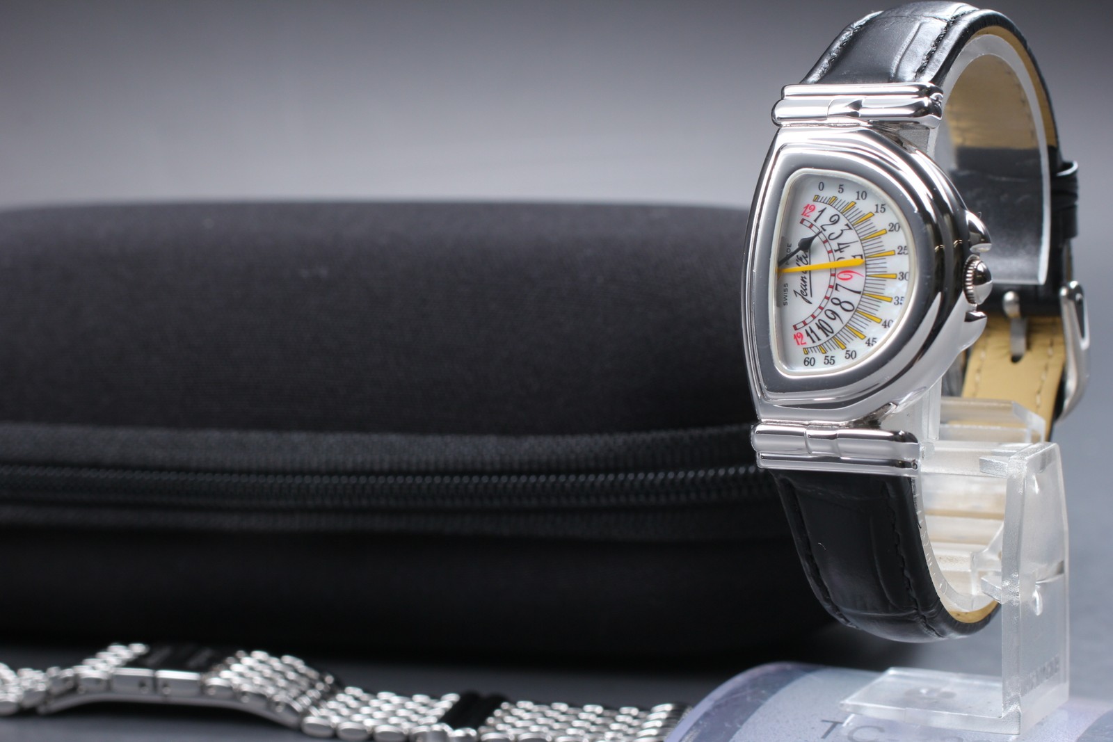 Vintage [Exc+5] Jean d’eve Sectana Silver 24mm Yellow Women’s Quartz Watch JAPAN