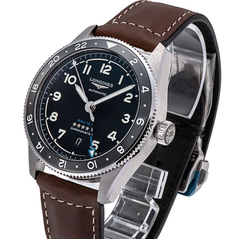 Longines Spirit Zulu Time Black Dial Ceramic Bezel 42mm Mens Watch L3.812.4.53.2