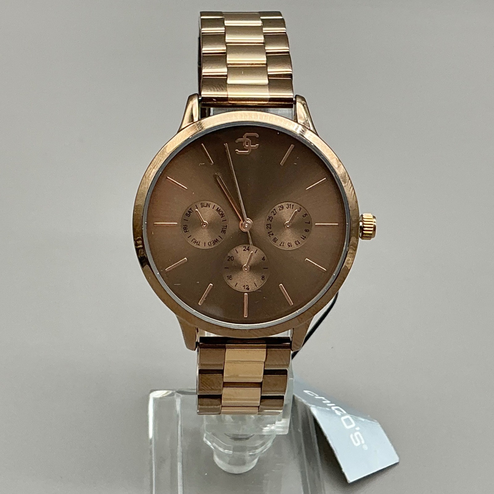 Chico’s Watch Women Rose Gold Tone Multi-Dial Link Band Quartz Analog 8.5 Inch