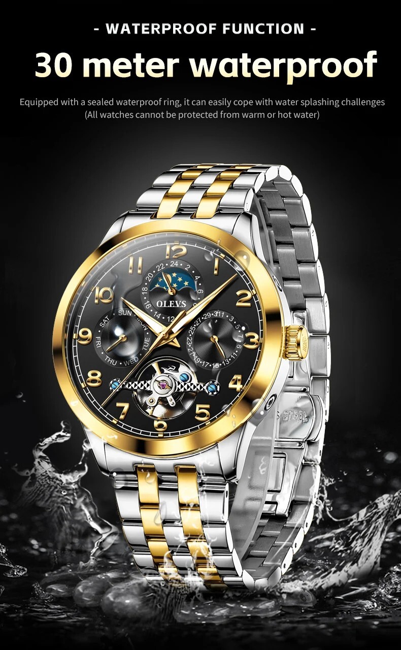 OLEVS Automatic Mechanical Waterproof Luxury Watch Date Men’s Wristwatch