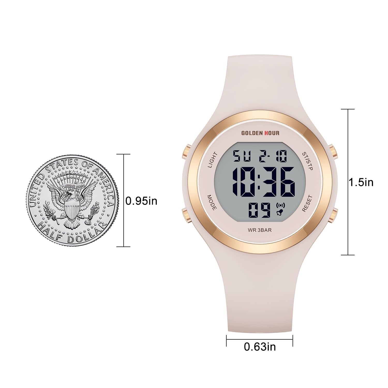 Waterproof Women’s Digital Chronograph Sport Watch with Silicone Strap – Stylish