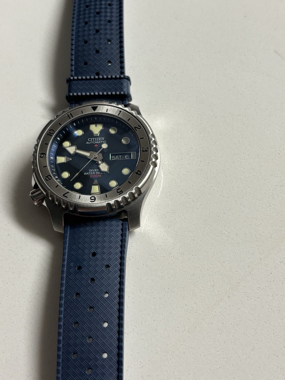Citizen NY0040-17L + Sapphire Crystal , Yobokies Insert & Strapcode FKM