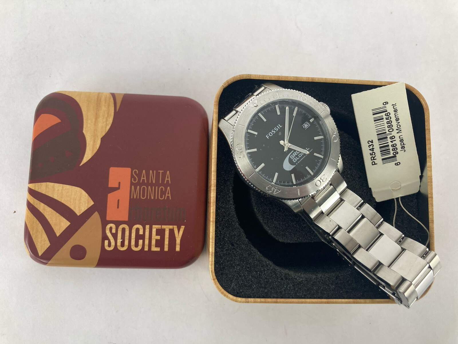 Fossil PR-5432 43mm Black Dial Rotating Bezel Date Watch w/Bracelet &New Battery