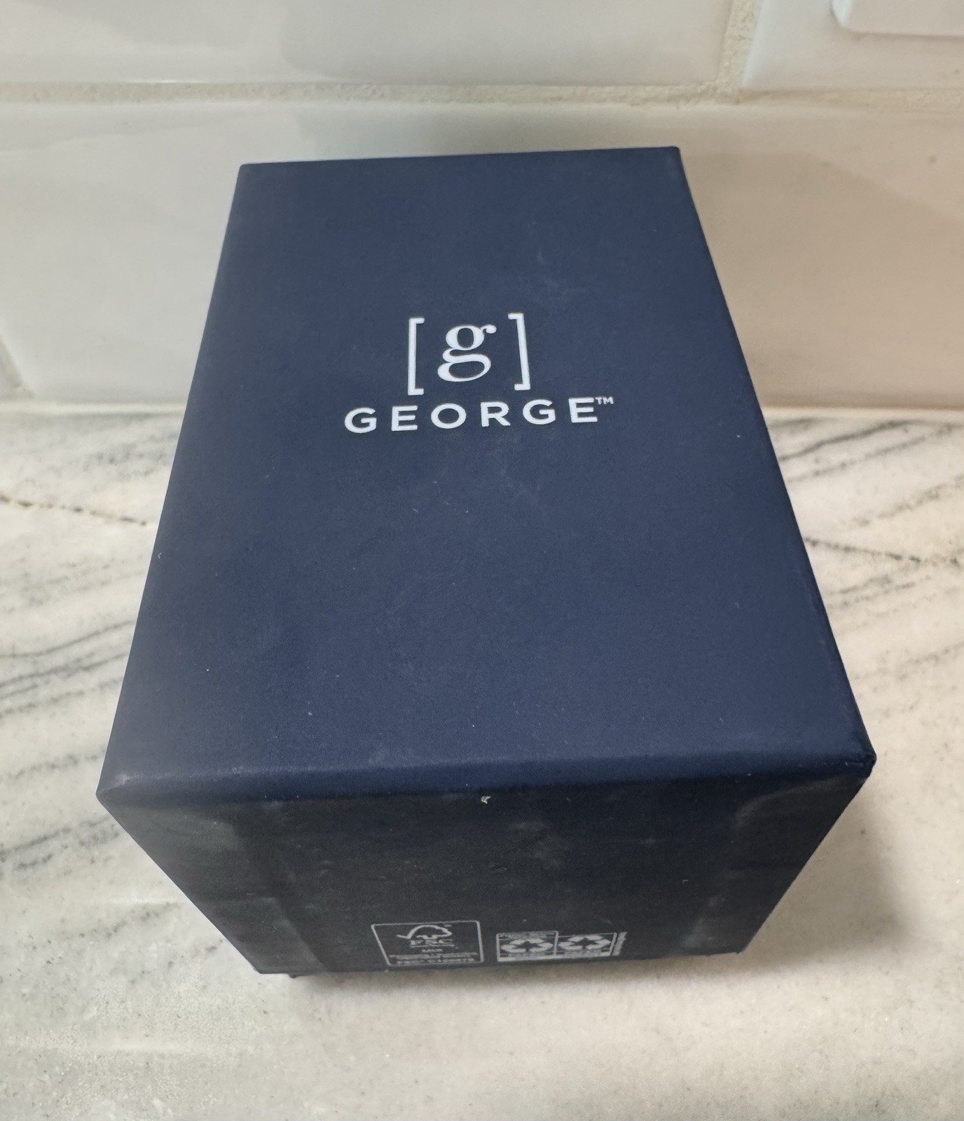 George Men’s Sliver Tone Case Analog Watch With Faux Brown Leather Strap New