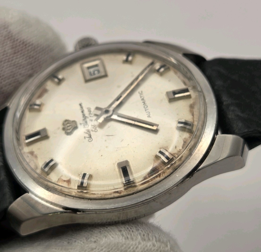 Vintage Jules Jurgensen 17 Jewel Automatic Date Watch, Stainless Steel, Running