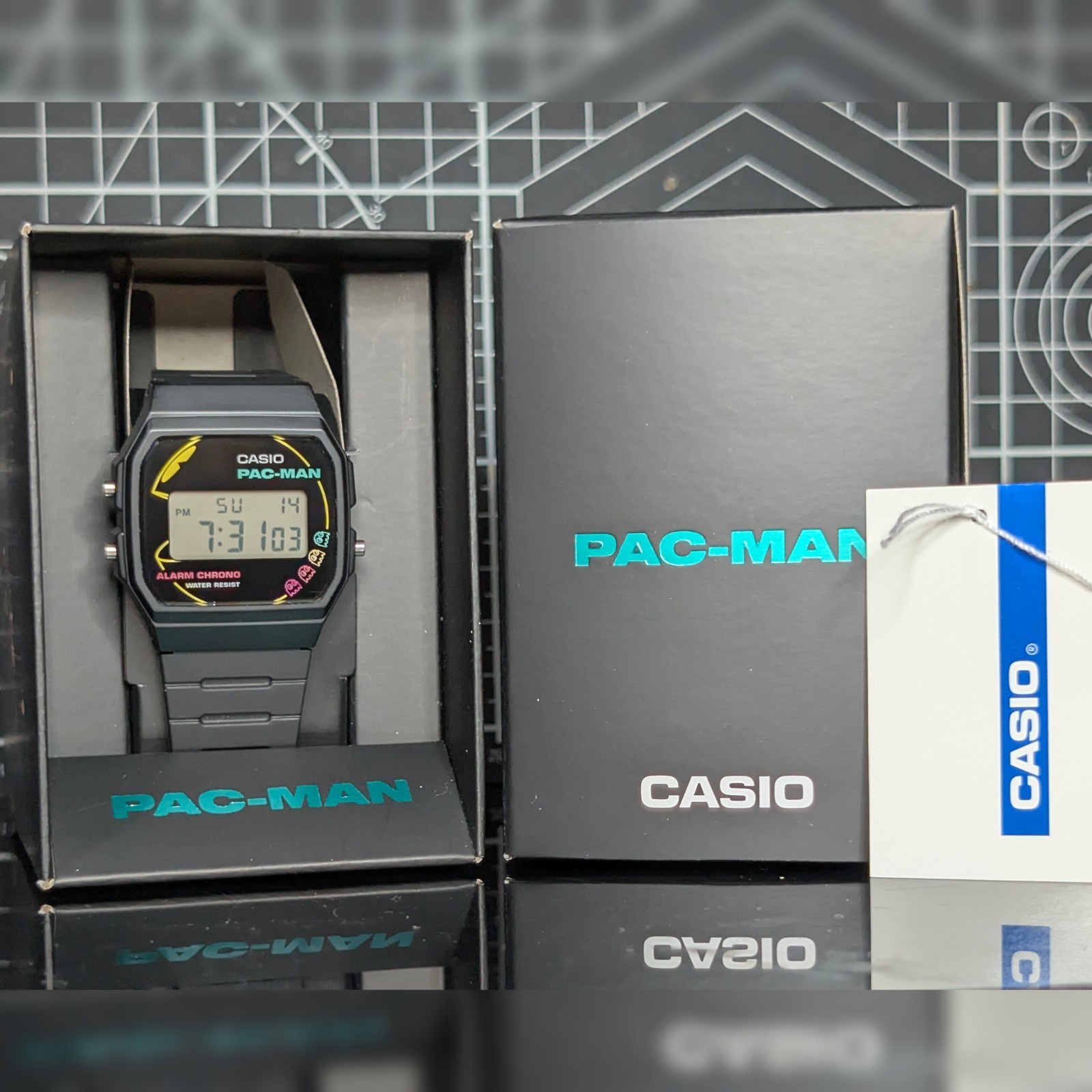 Casio PAC-MAN F-91 Collab Limited Standard Digital Black Yellow Pink F-91WPC-1A
