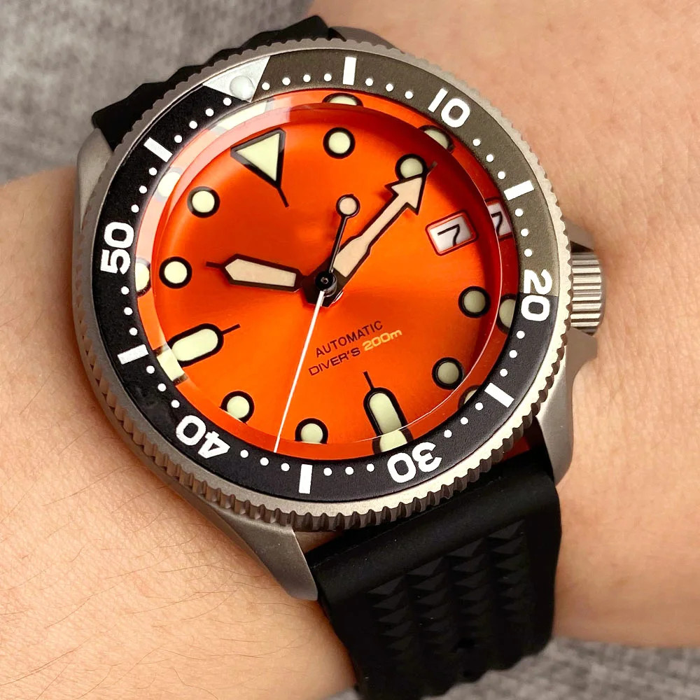 Tandorio New 20ATM 37mm SKX Style Diver Titanium Automatic Watch Sapphire Glass