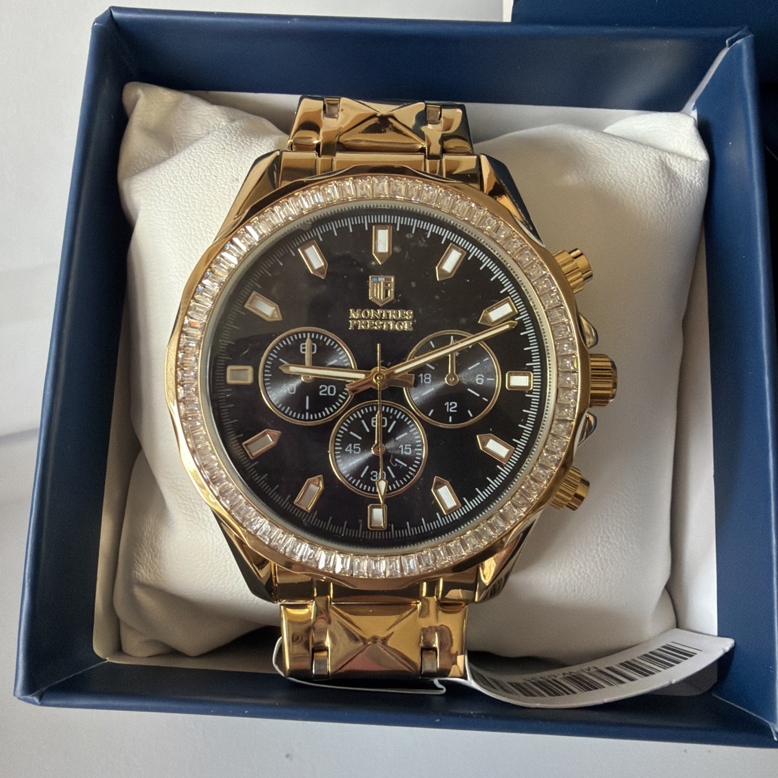 Montres Prestige By Invicta Men’s Watch~0335 44.5mm Gold/Black Bling Steel~NIB