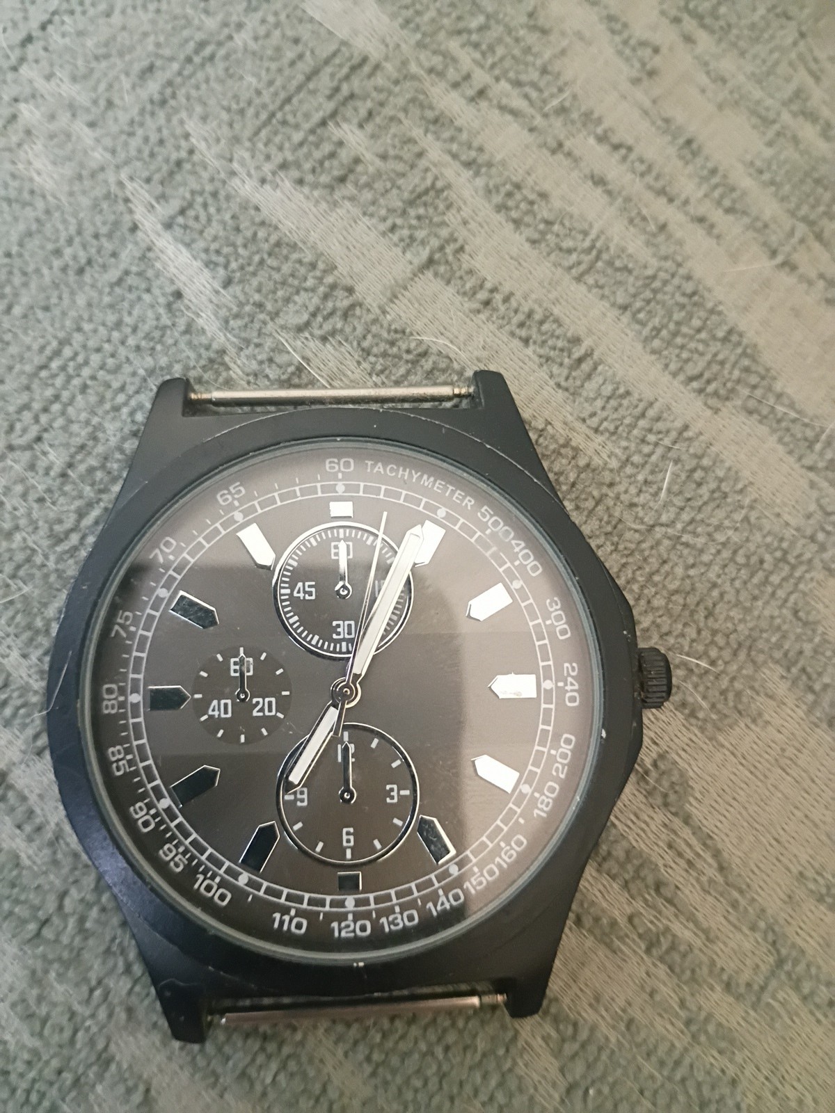 FMD Mens Chronograph Style Watch FMDAL817 Black Case Japan Movt Battery 377
