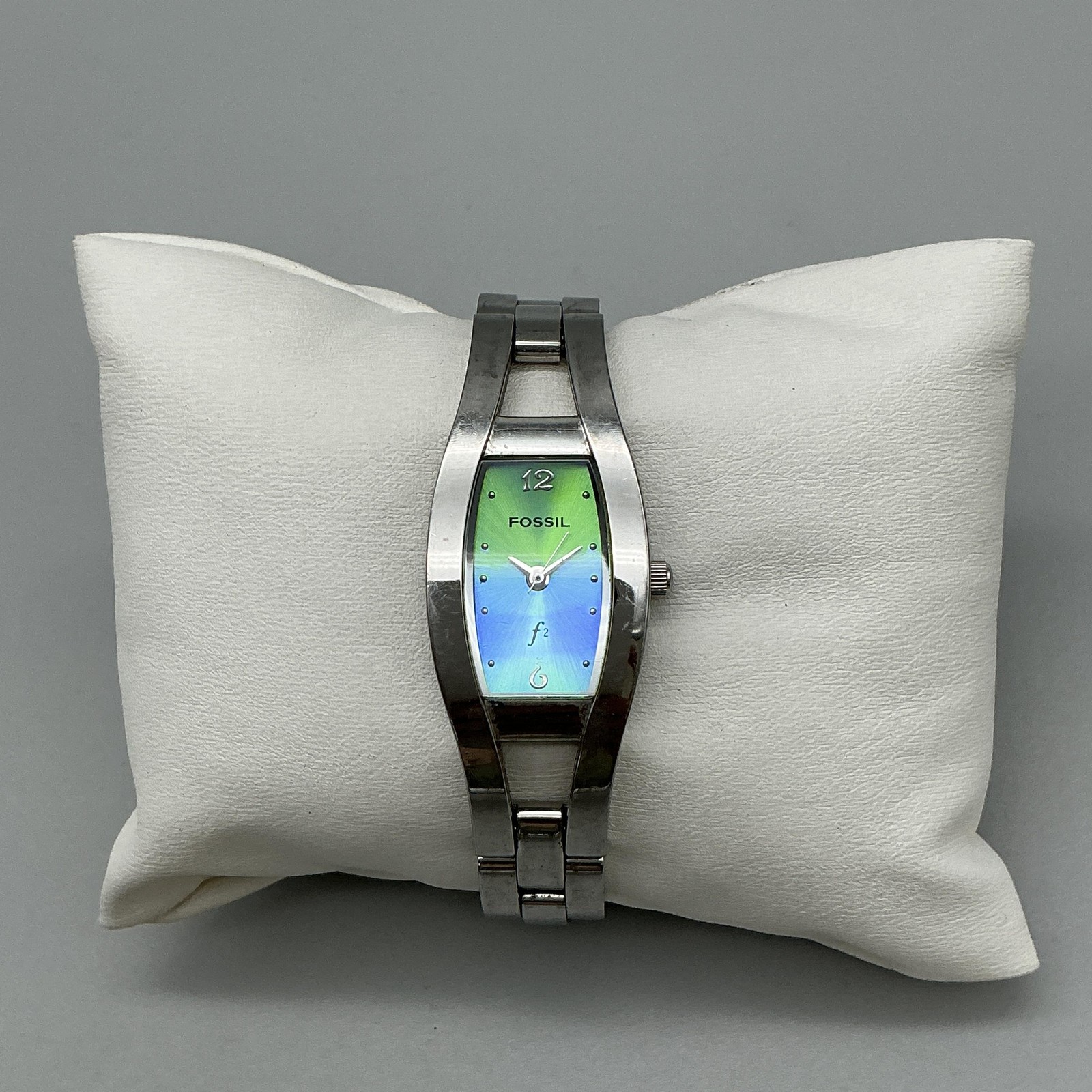Fossil F2 Womens Watch 18mm Green Dial Stainless Steel ES-9385 New Battery 6″