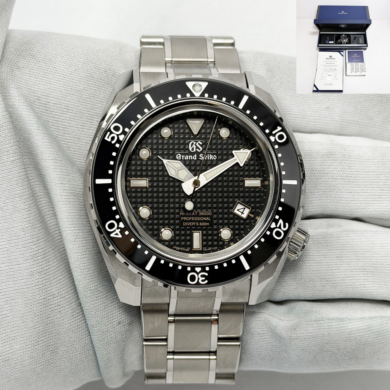 Grand Seiko Hi-Beat SBGH255 46MM Black Titanium Box Paper