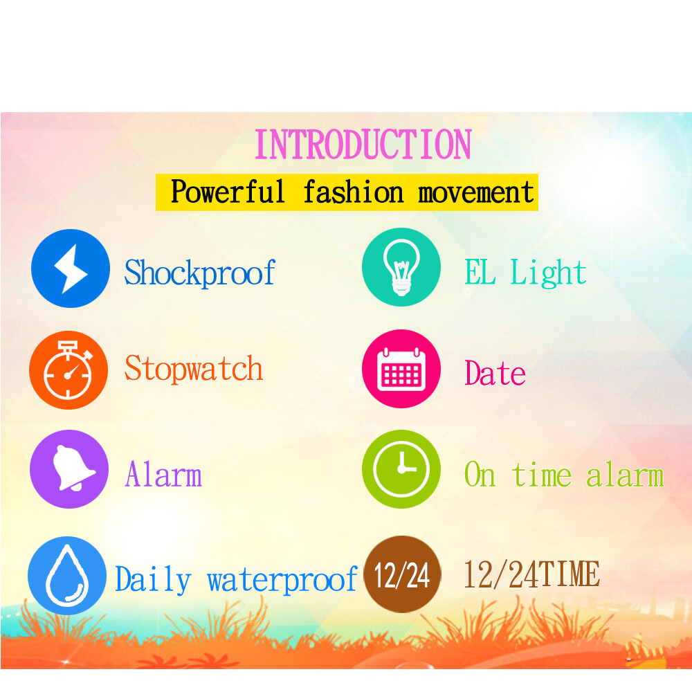 Teen Men Women LED Sports Electronic Date Alarm Rubber Waterproof Digital Watch