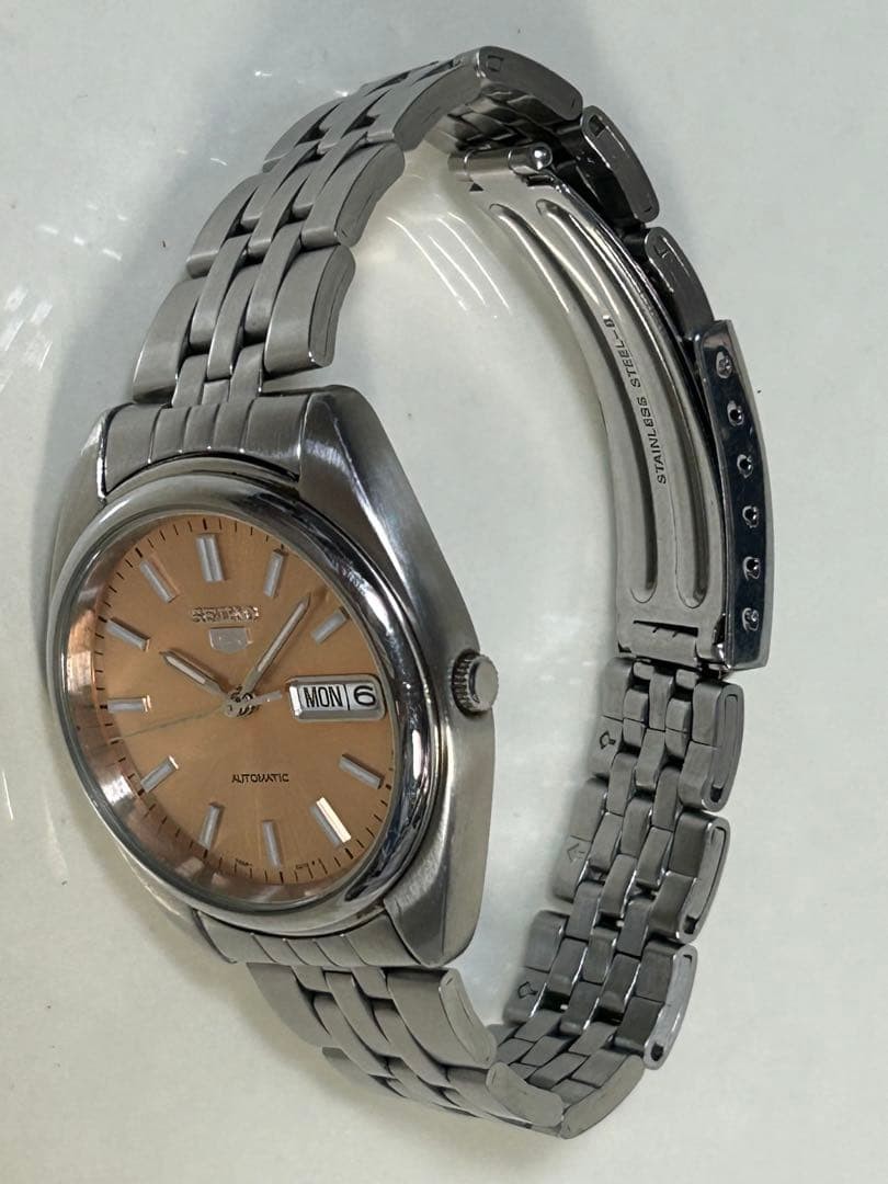 SEIKO 5 7S26-0430 Automatic Salmon Pink Dial Watch