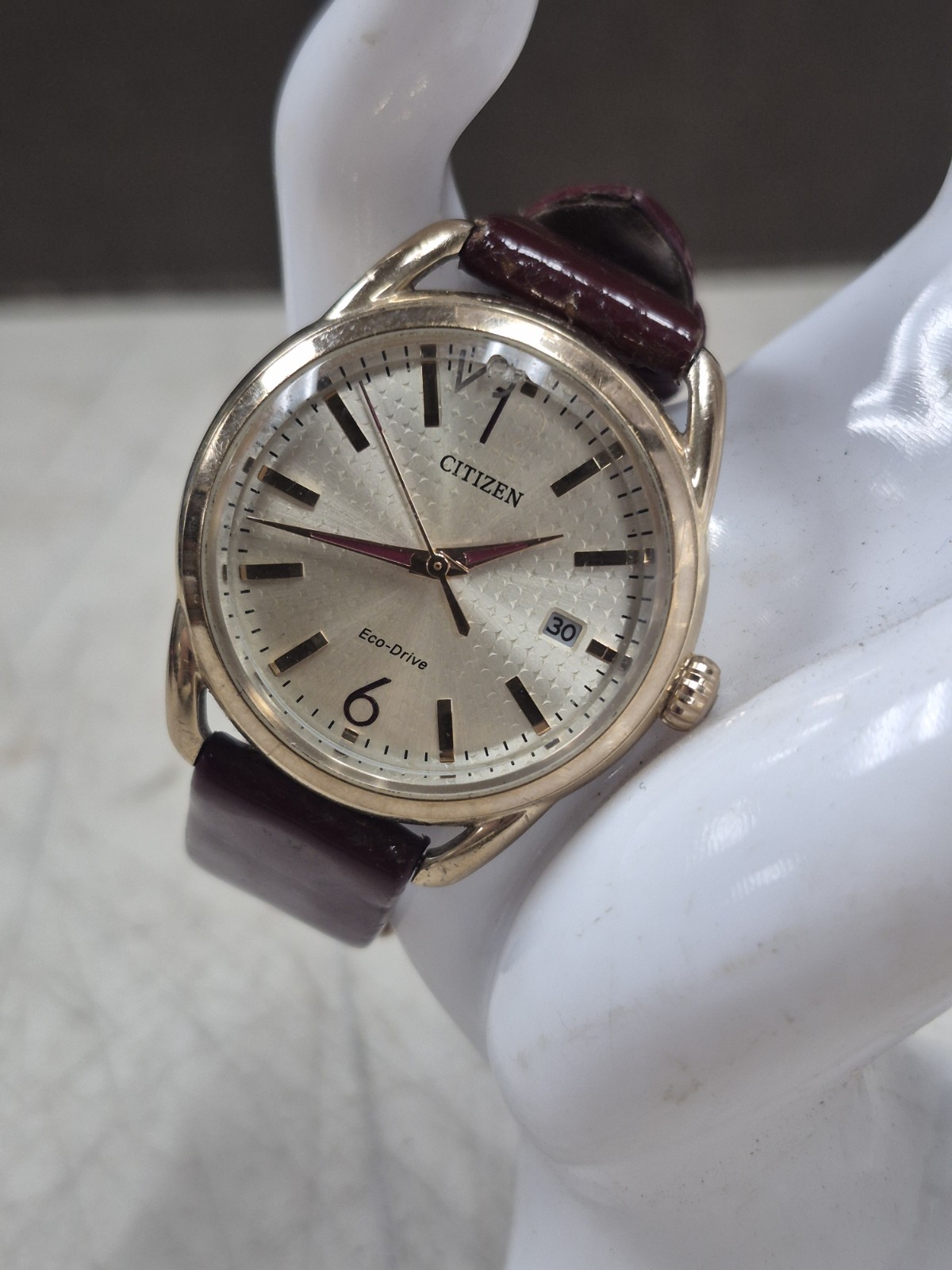 Citizen Women’s Drive FE6083-05P watch rose gold burgundy strap !!!