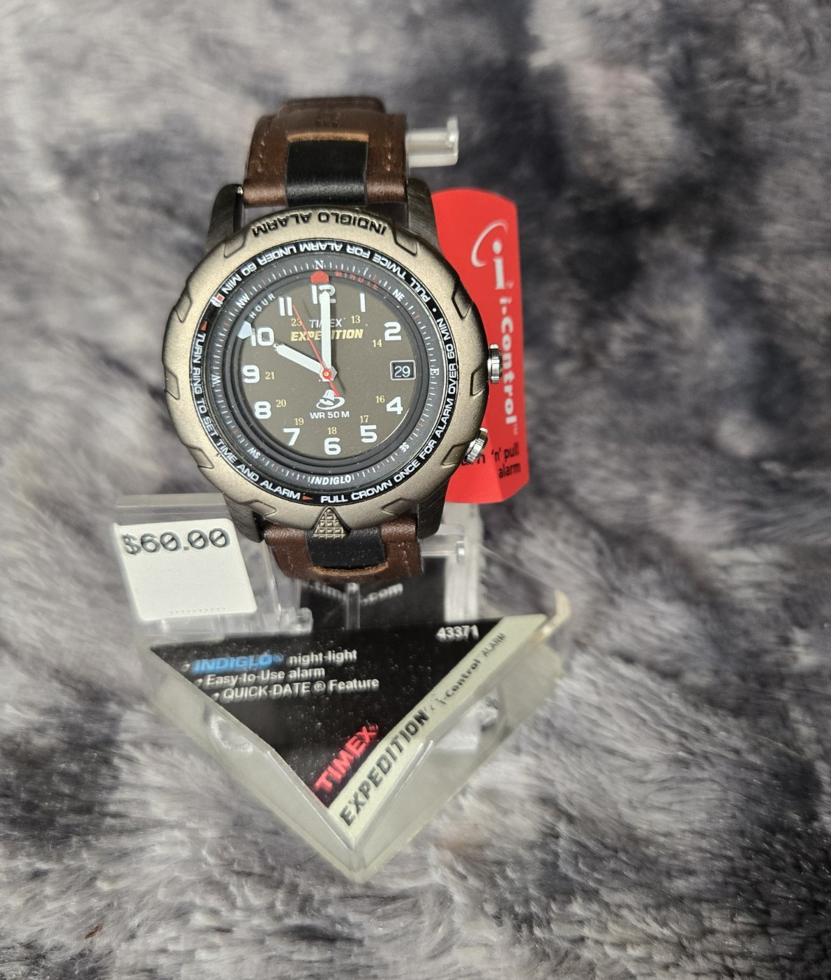 Timex Expedition Men’s Quartz Date 50M 38mm Black Dial Brown Leather Stra T43371
