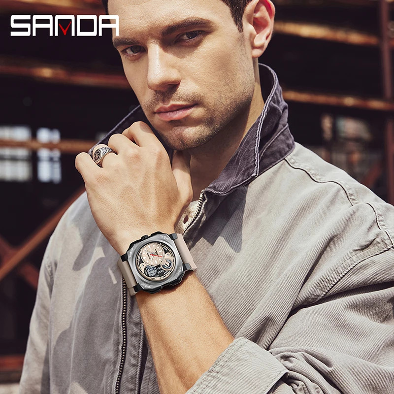 SANDA Fashion Men Electronic Watch Waterproof Shockproof Sports Luminous Calenda