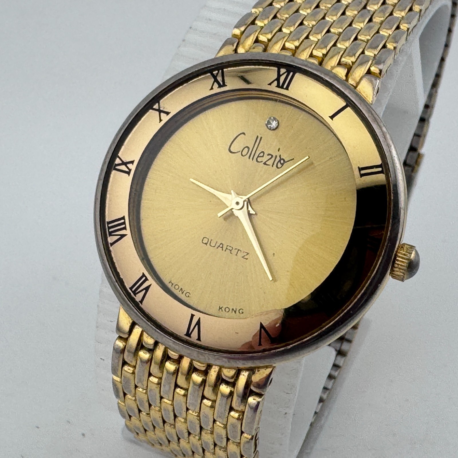 Vintage Collezio Hong Kong Quartz Watch Unisex Gold Tone Thin Analog New Battery