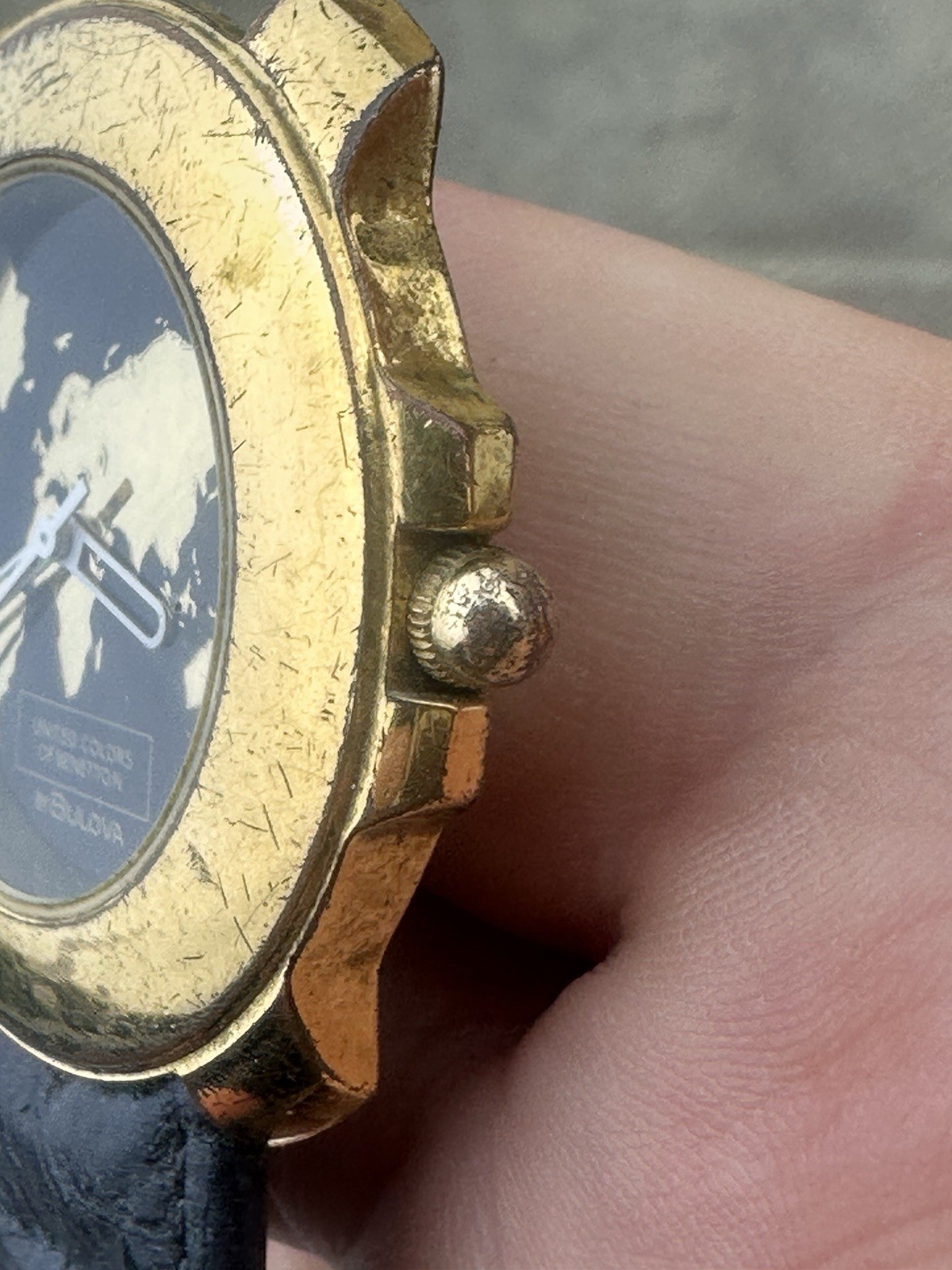Mens United Colours Of Benetton By Bulova Vintage Watch with Strap Gold Plated
