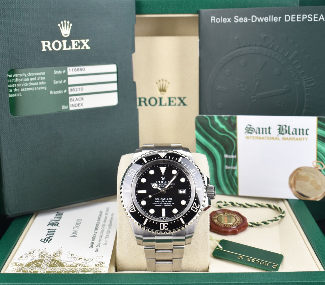 ROLEX Stainless DEEPSEA Sea Dweller Mk 1 Dial Box Card Tags 116660 SANT BLANC