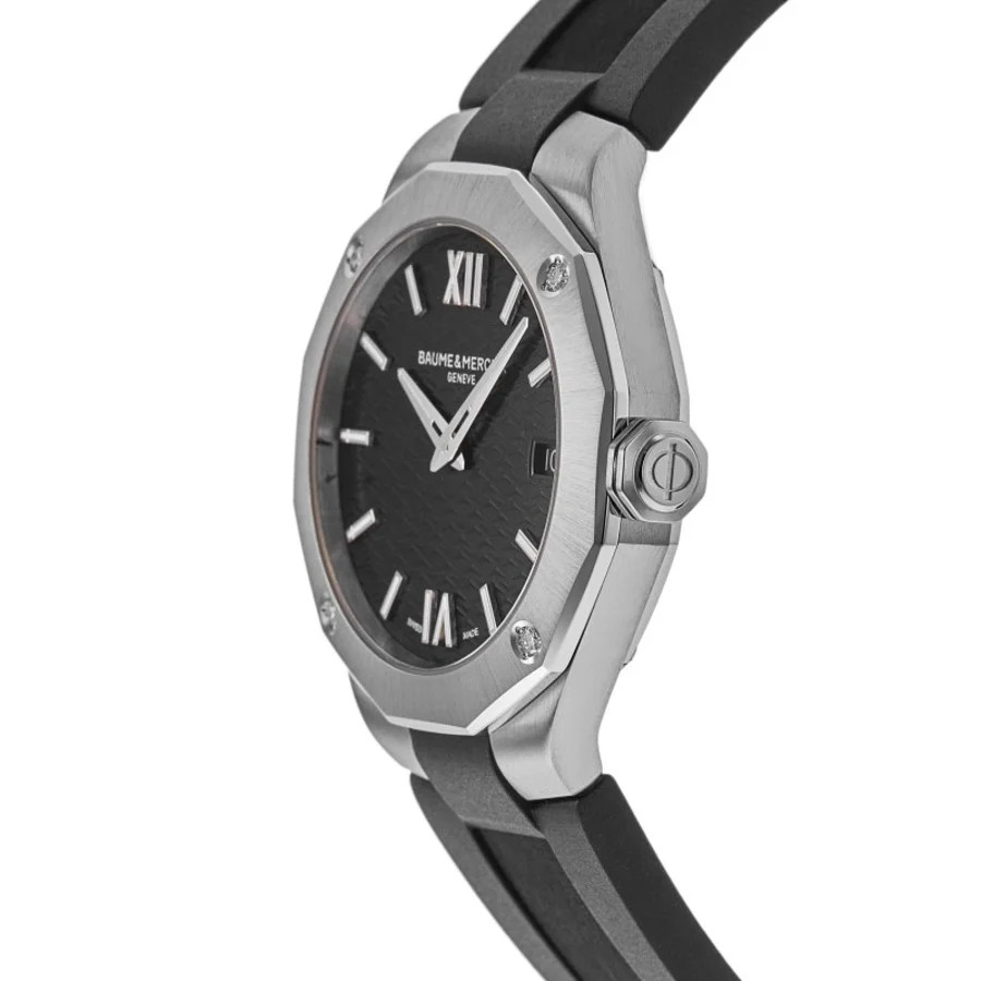 New Baume & Mercier Riviera Black Dial Rubber Strap Women’s Watch 10613