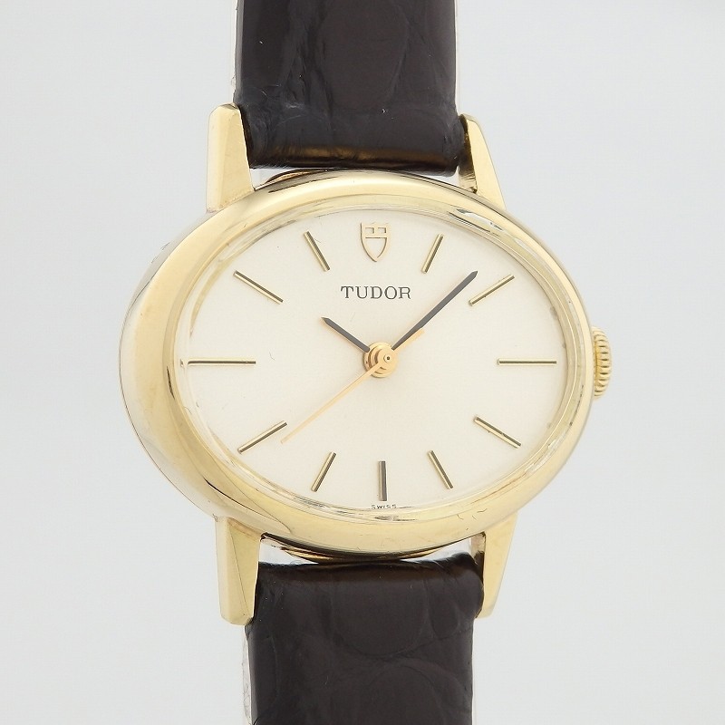 K18YG Tudor 12076 Silver Mechanical Watch Horizontal Oval Overhauled