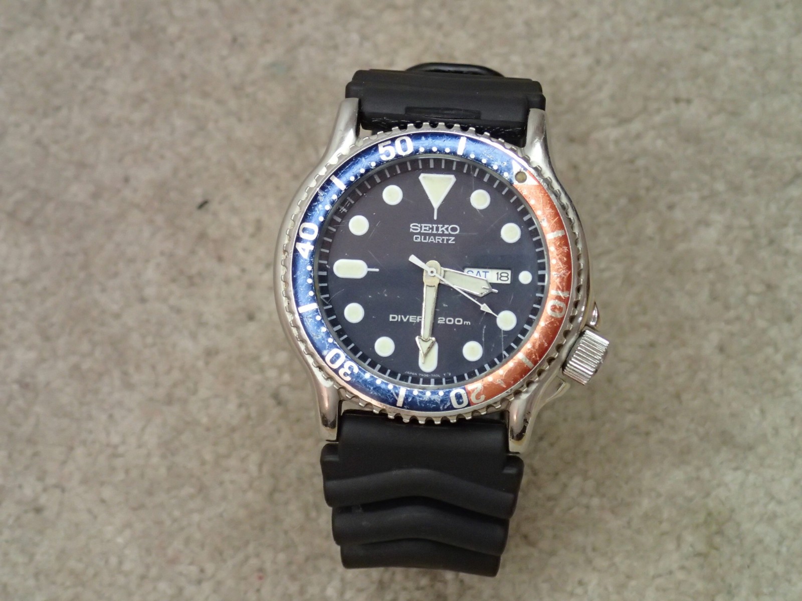 Seiko Men’s Quartz Scuba Diver’s Watch 7N36-7A09 Estate Item
