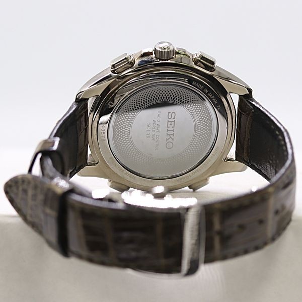 Condition with Box Seiko Dolce 8B92 0AJ0 Radio Solar Chronograph White Dial Men’