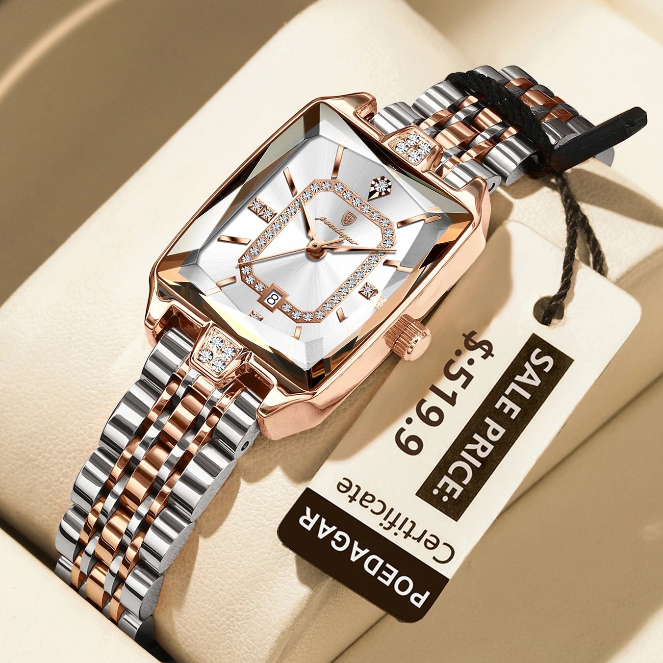 POEDAGAR Women Quartz Watch Waterproof Stainless Steel band Luminous Date
