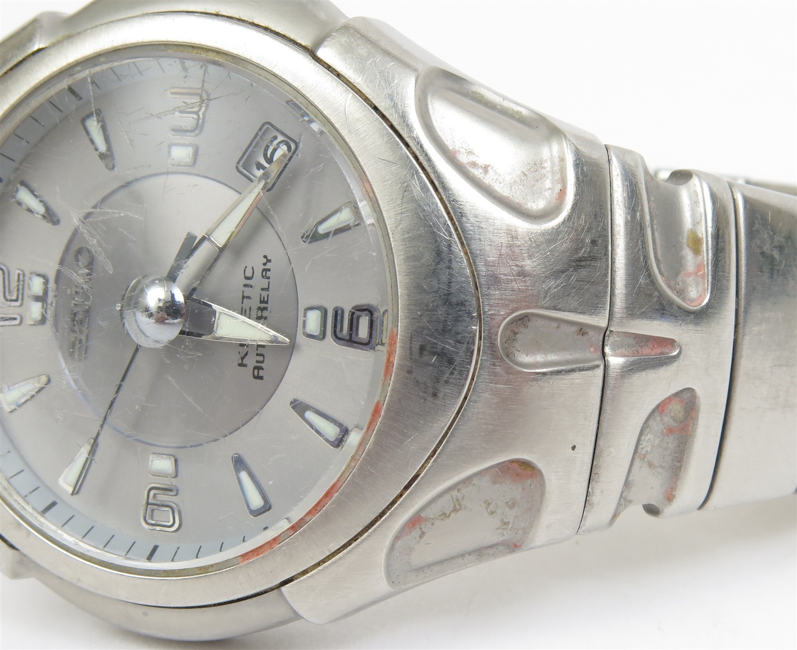Seiko Kinetic Auto Relay 5J22-0A20 Mens Watch 41mm Floating Orb w Box