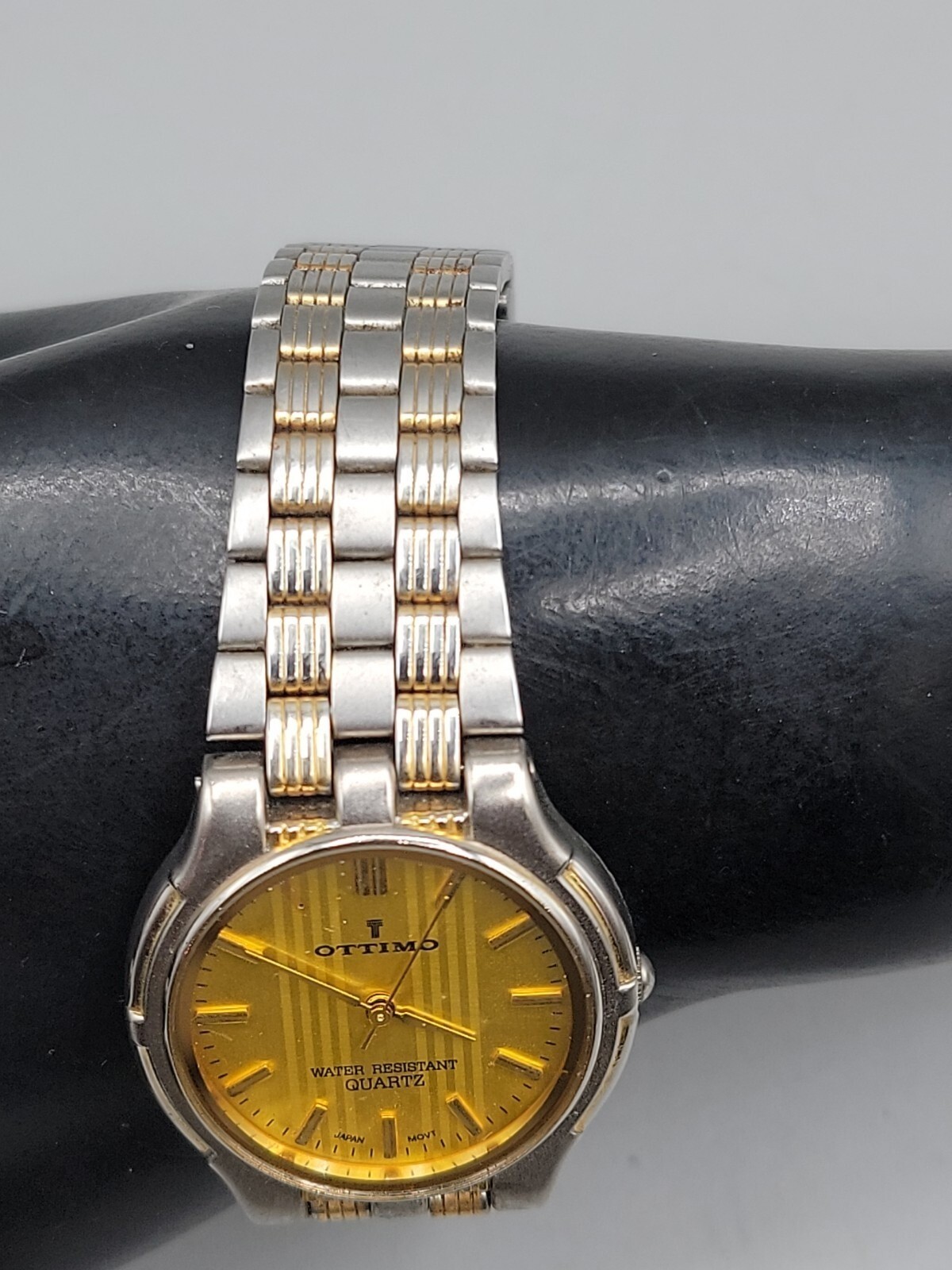 Vintage 18kgp Ottimo Unisex Quartz Watch Rare Yellow Dial 7″ 30mm