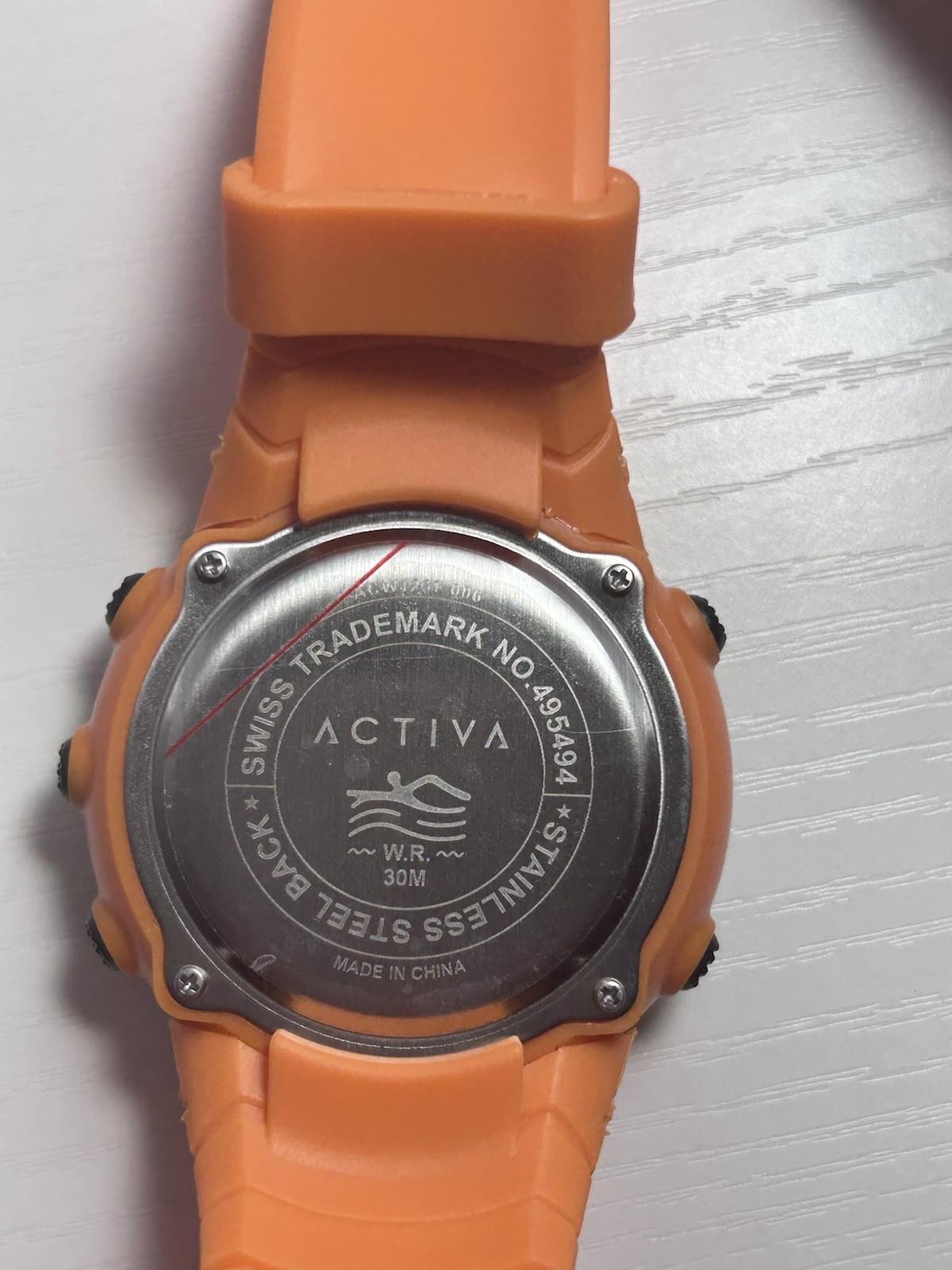 Activa ACW1237 Digital Sport Watch 53mm Orange Silicone Band 30M WR New w/Box