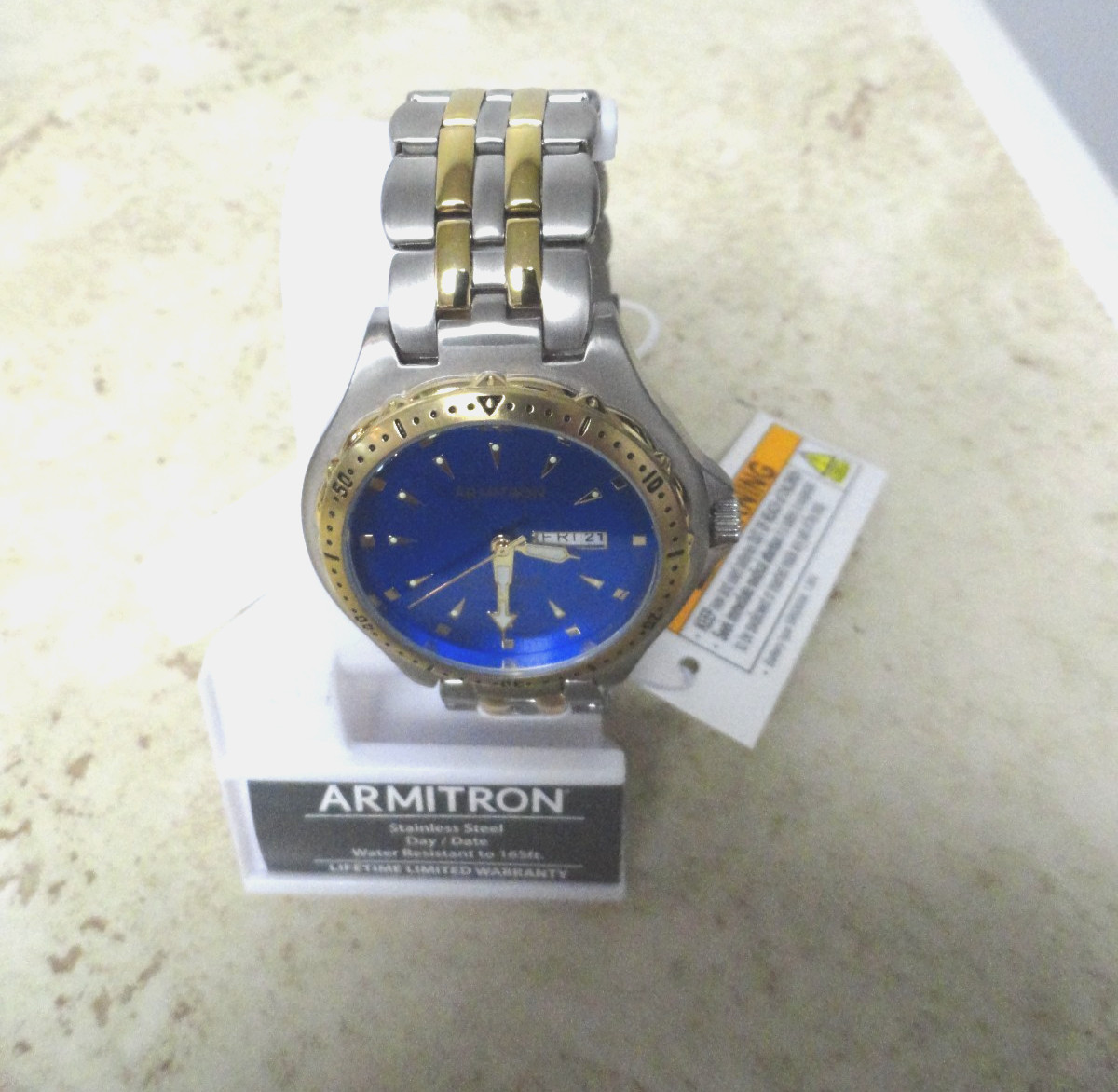 Armitron Mens Two Tone Watch W/ Day/Date W R 165 Feet BRAND NEW