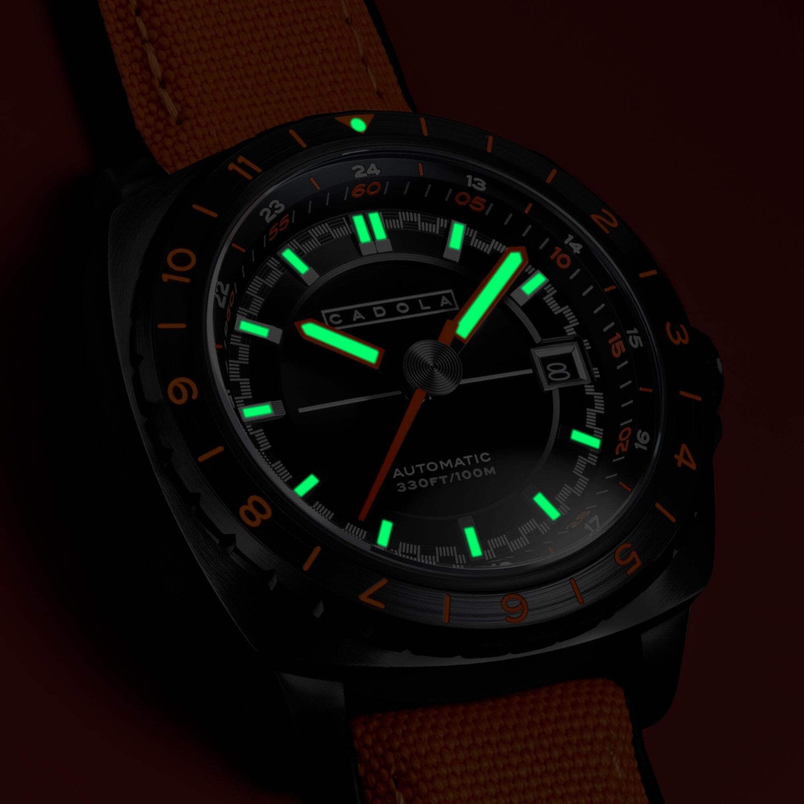 Overdrive Automatic Black / Orange Canvas Black Dial Wristwatch CD-1063-07