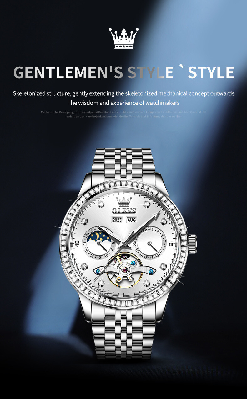 OLEVS Automatic Mechanical Waterproof Luminous Watch Date Men’s Wristwatch