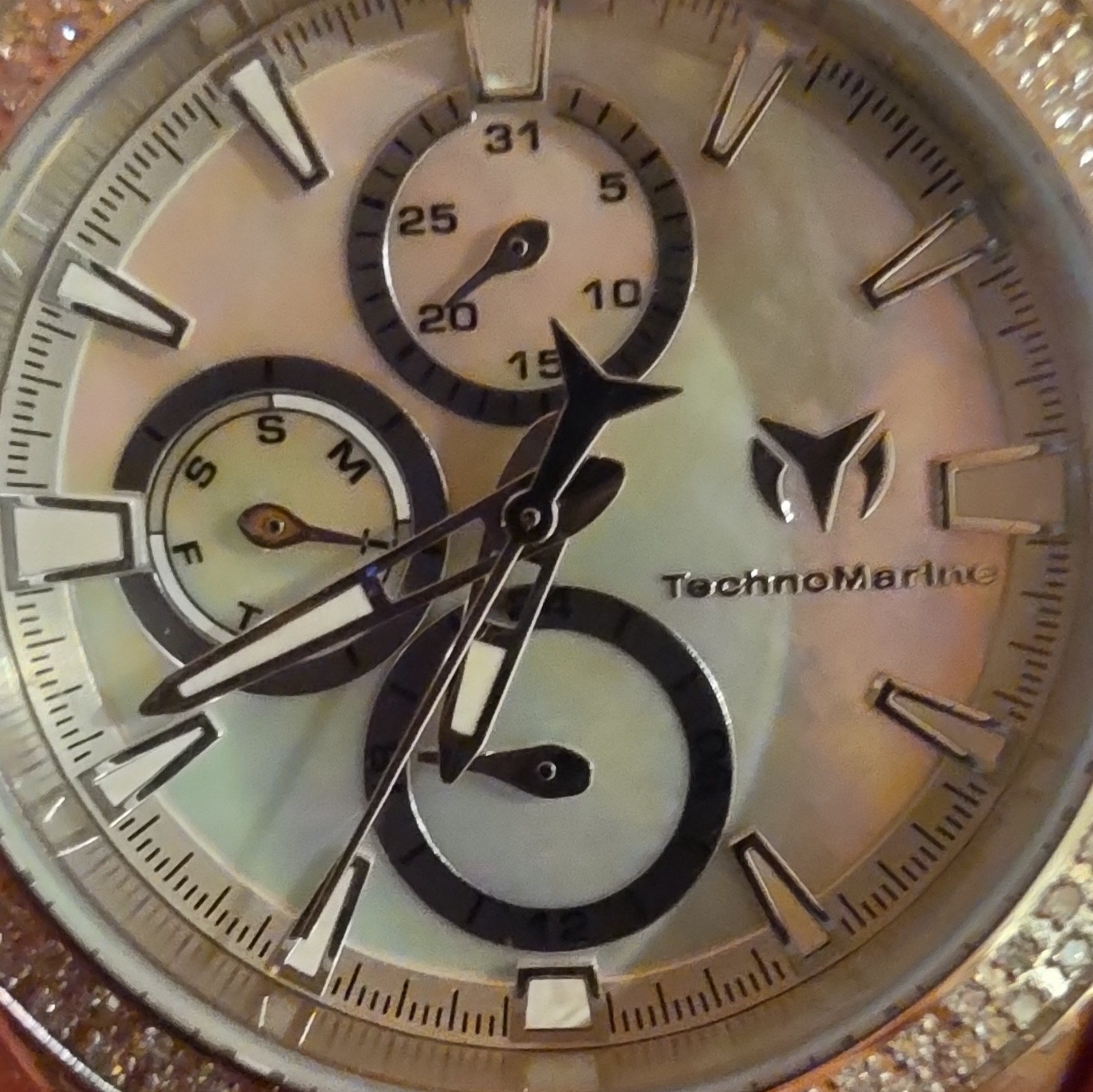 .5 Carat Diamond TechnoMarine Cruise Quartz 40.57mm MOP Dial Diamond Set Bezel