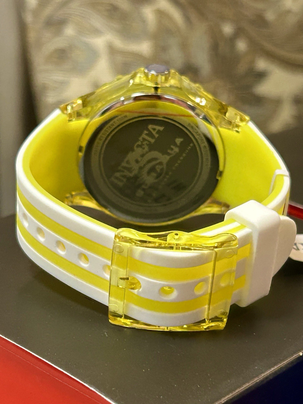 INVICTA Subaqua 44mm Watch, WR 100m, 8” Wrist, New/Box/3yr Wnty, Yellow & White