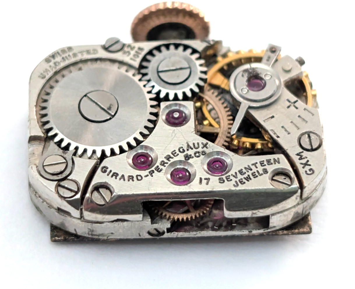 Vintage GIRARD PERREGAUX 17j Black Dial Ladies Watch Movement 11mm PARTS REPAIR