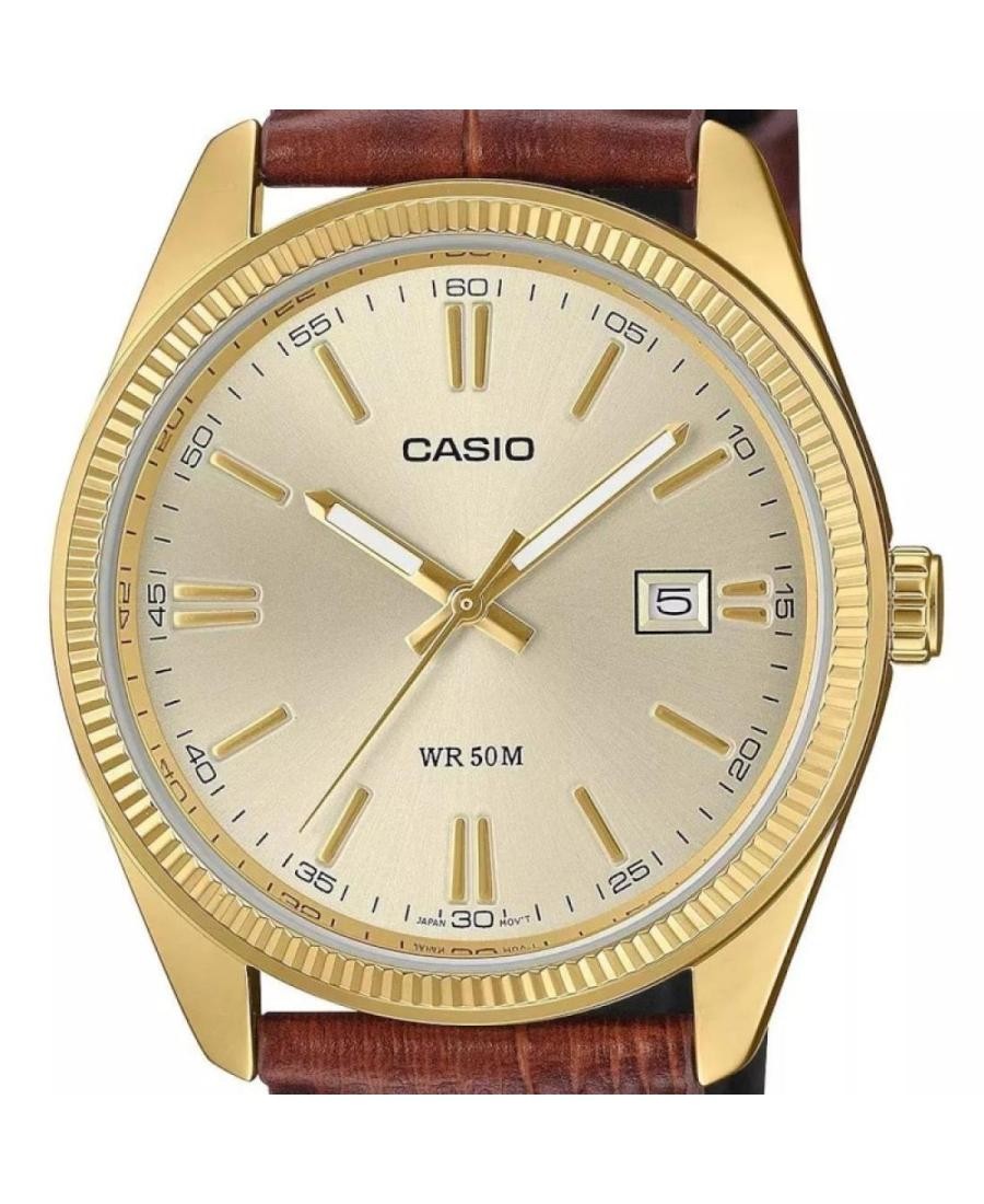 CASIO Men Analog Quartz Casual Watch Classic Dress Gold color Dial Waterproof Ro